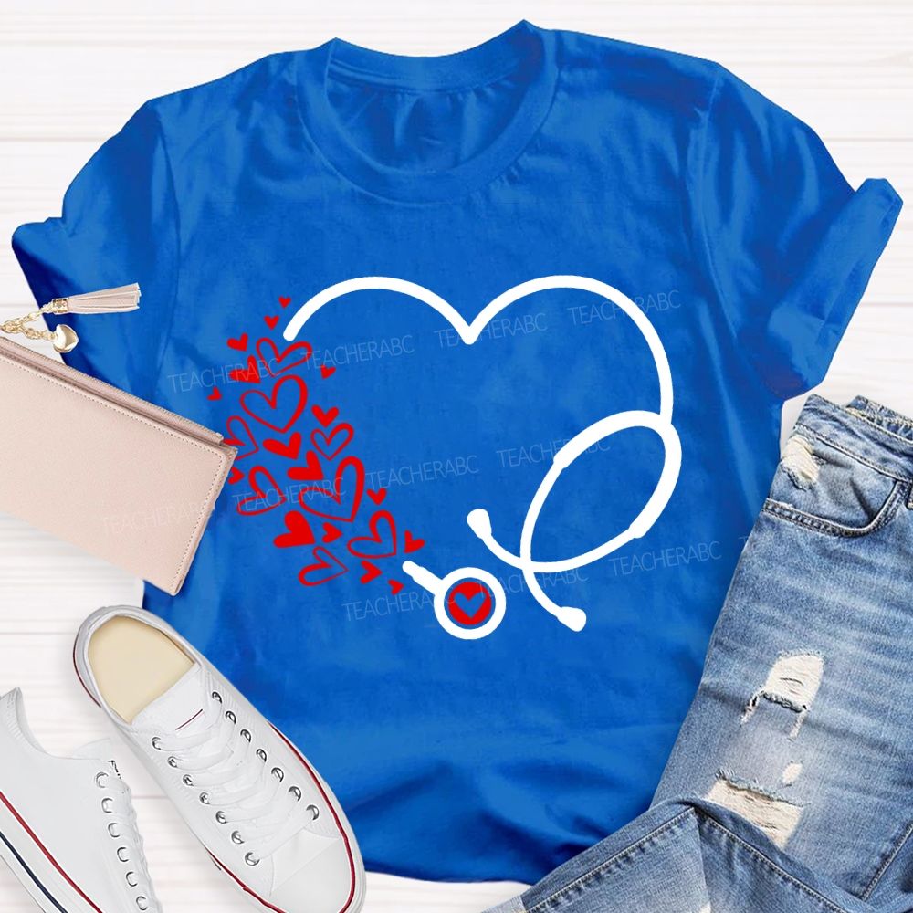School Nurse Hearts And Stethoscopes T-shirt