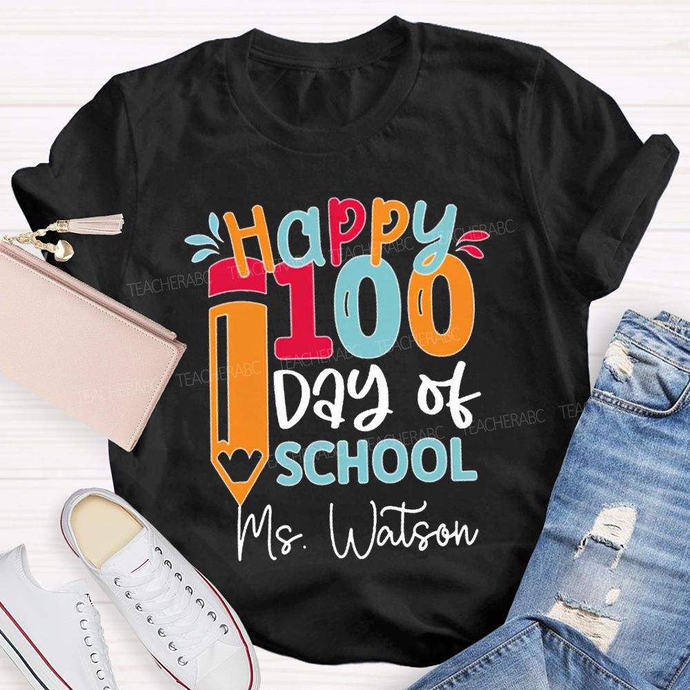 Personalized Name Happy 100 Days Of School T-shirt