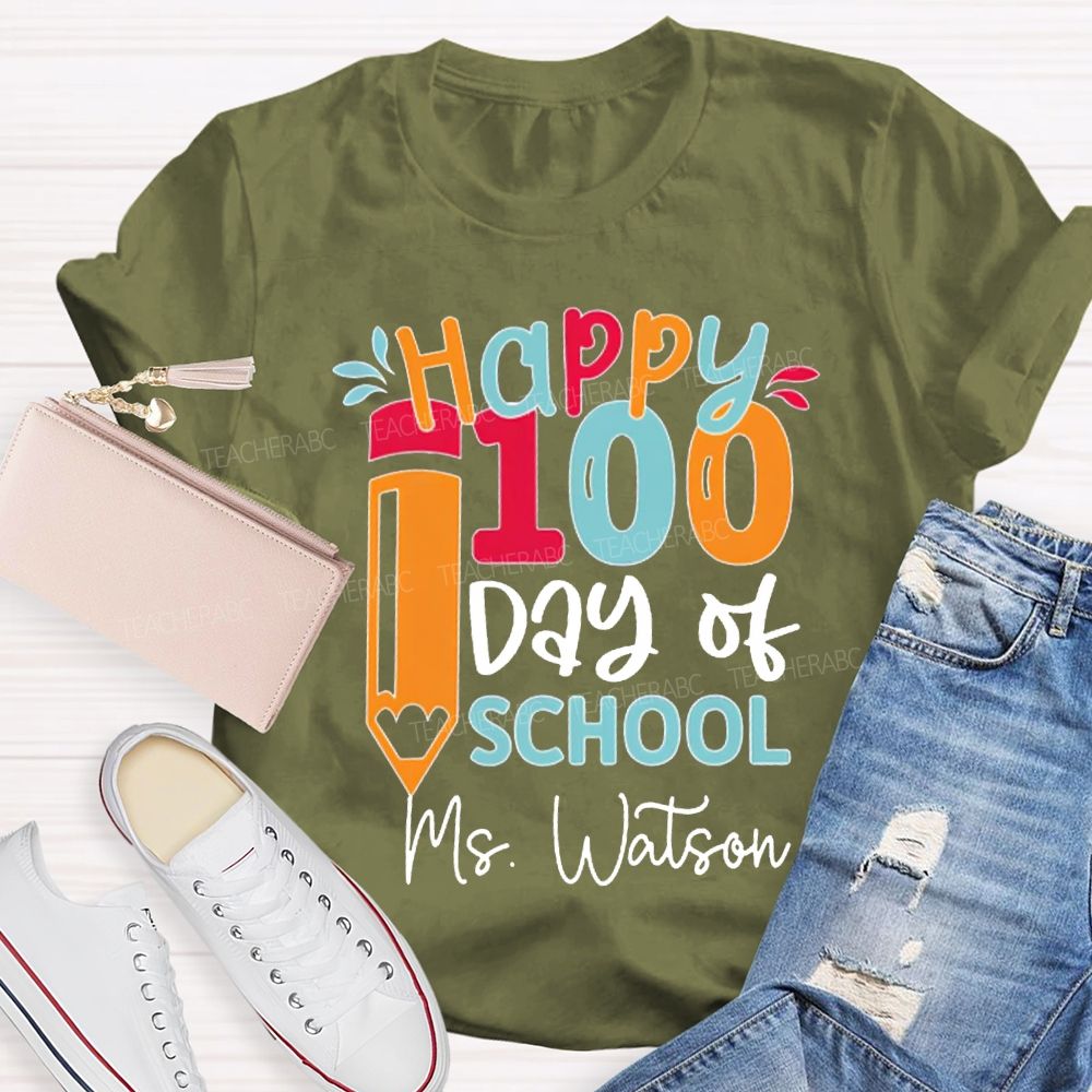 Personalized Name Happy 100 Days Of School T-shirt