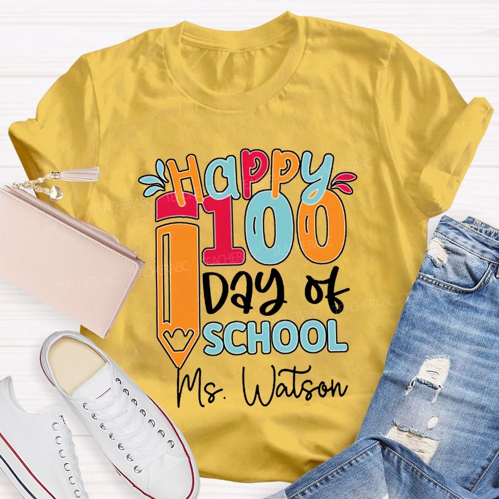 Personalized Name Happy 100 Days Of School T-shirt