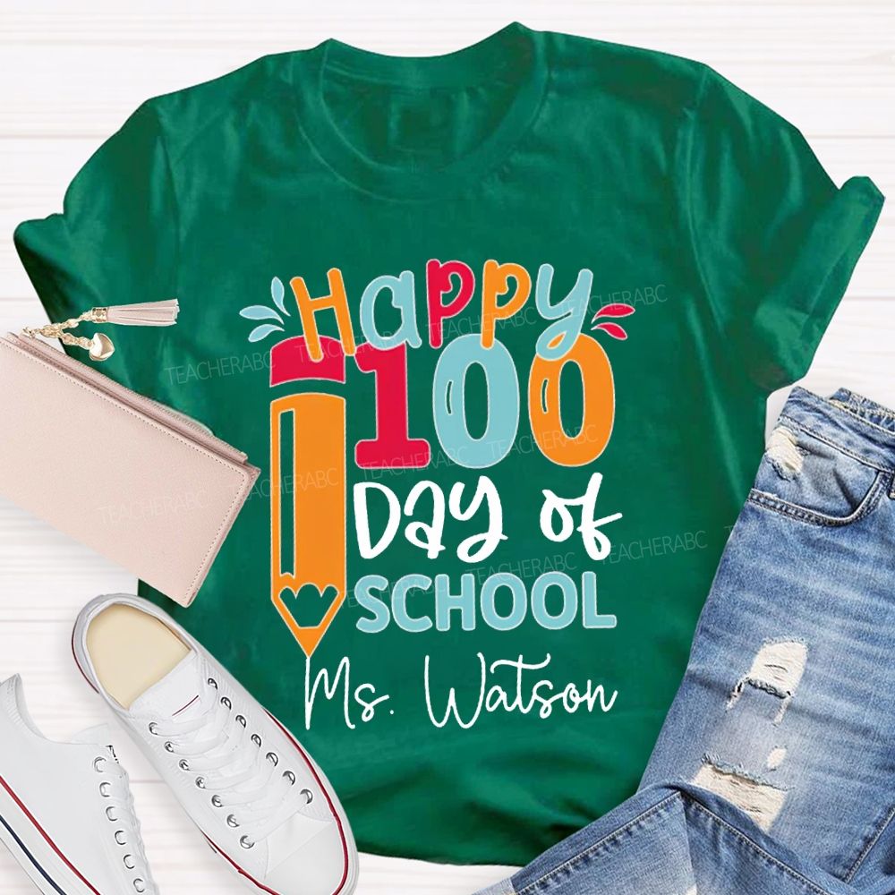 Personalized Name Happy 100 Days Of School T-shirt