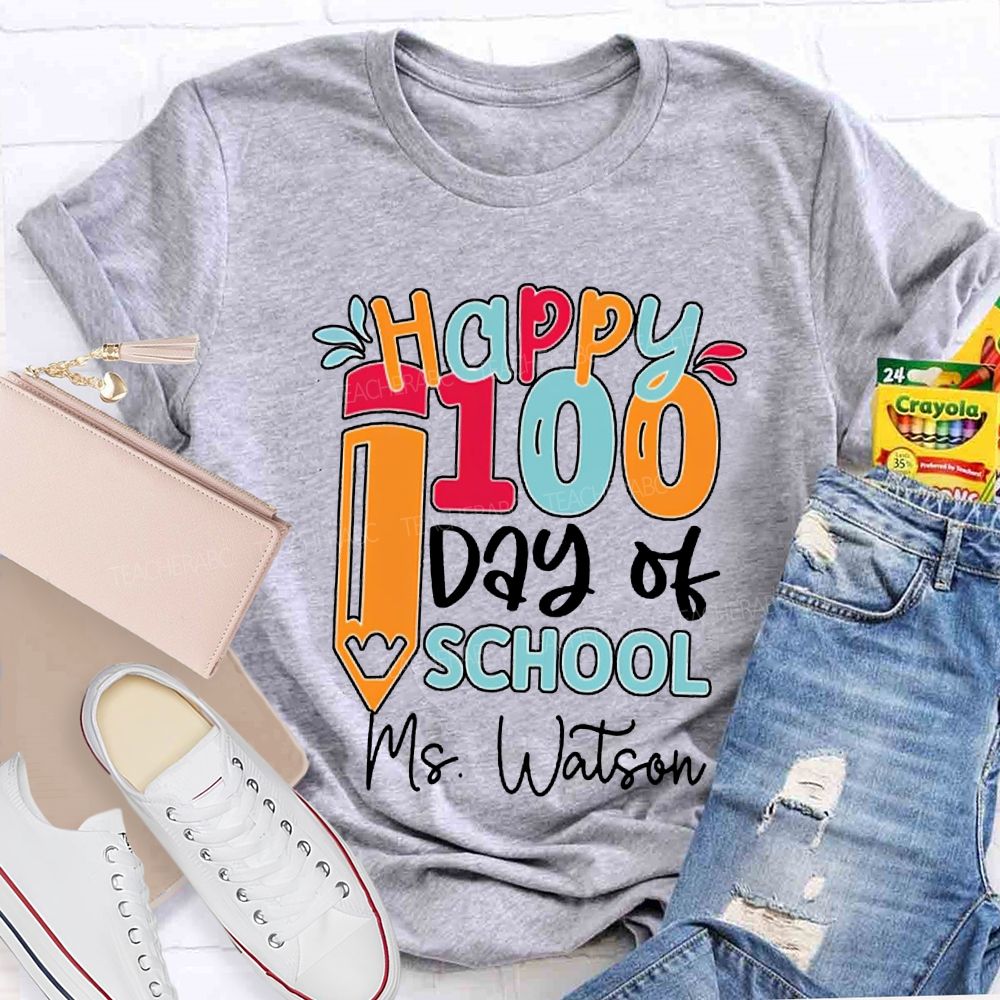 Personalized Name Happy 100 Days Of School T-shirt