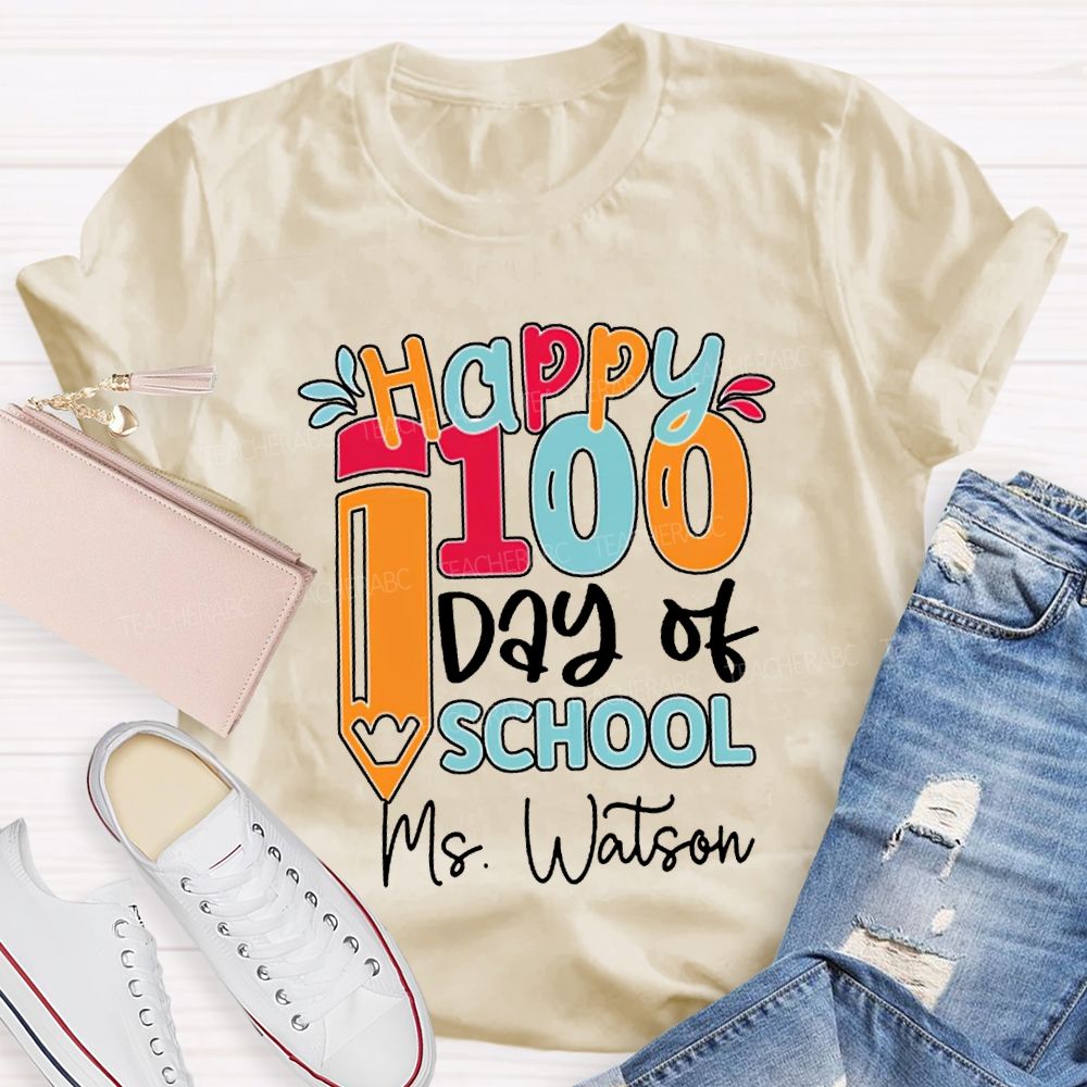 Personalized Name Happy 100 Days Of School T-shirt