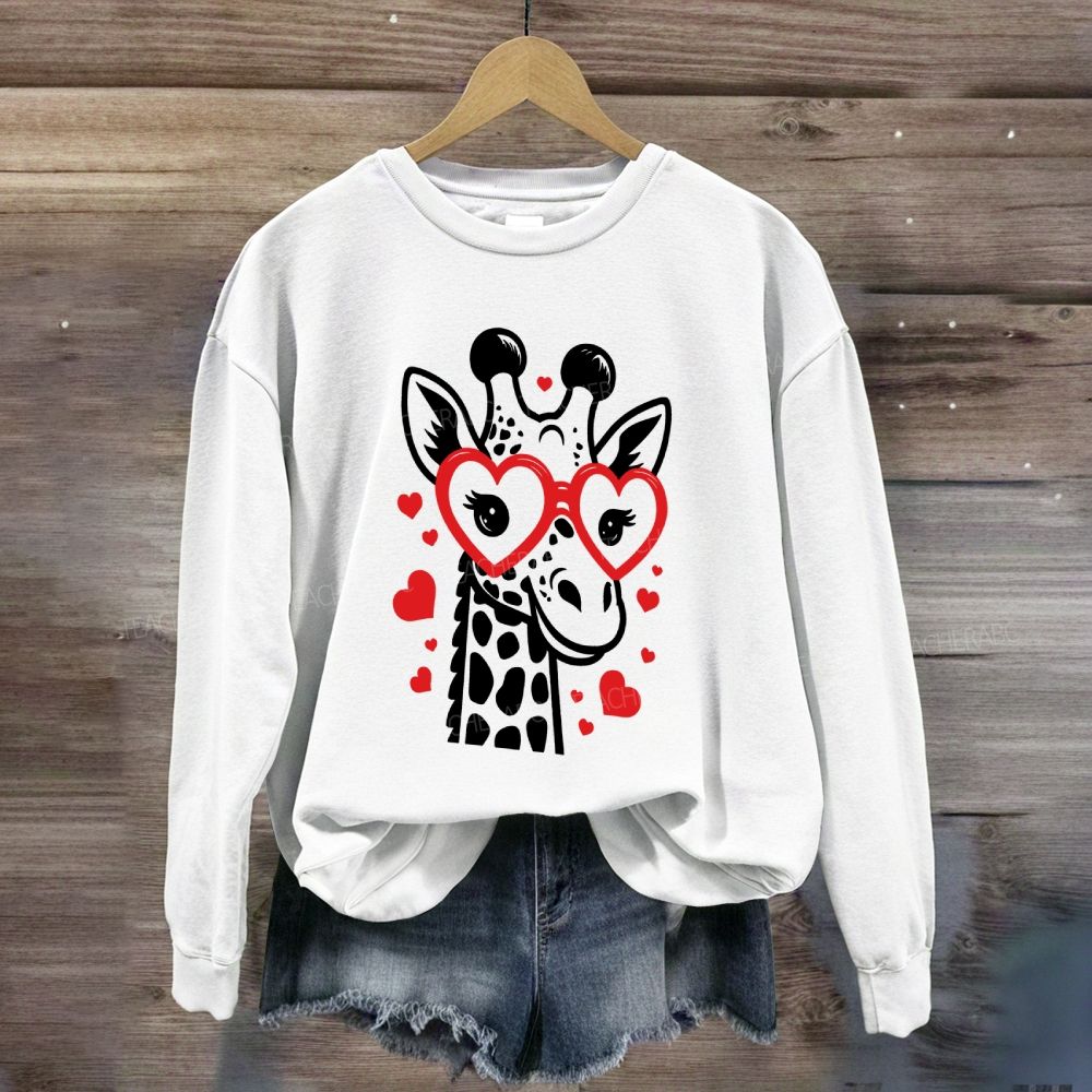 Valentine's Day Love Giraffe Teacher Sweatshirt