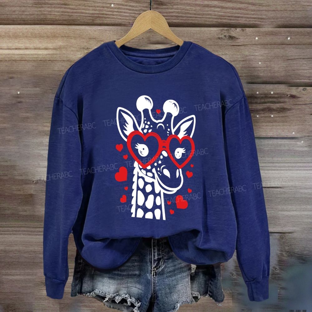 Valentine's Day Love Giraffe Teacher Sweatshirt