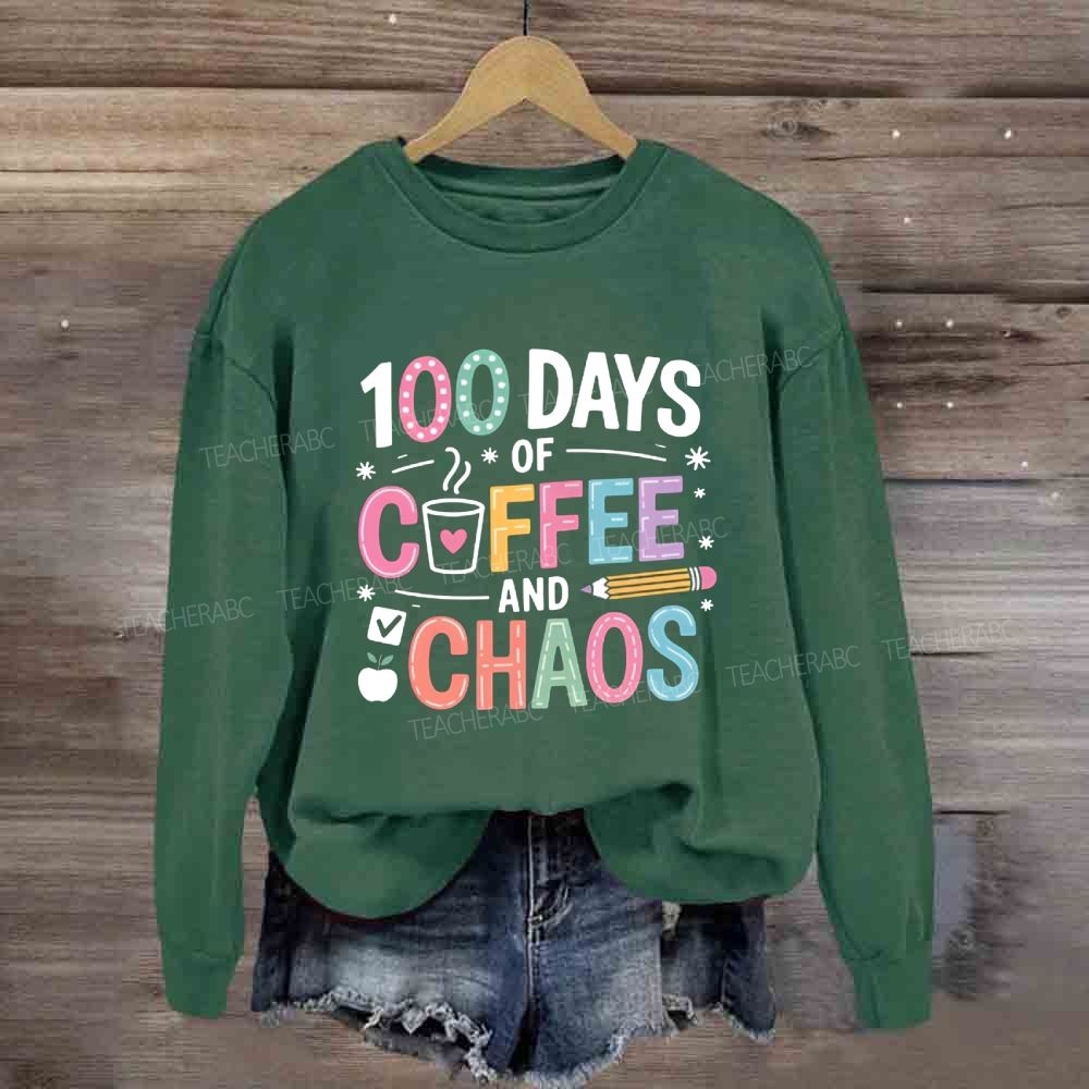 100 Days Of Coffee And Chaos Pink Heart Sweatshirt