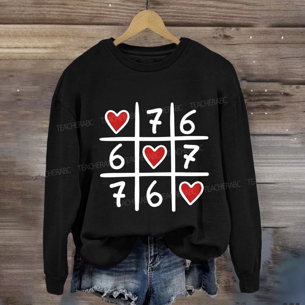Hearts And The Number Six And Seven Sweatshirt
