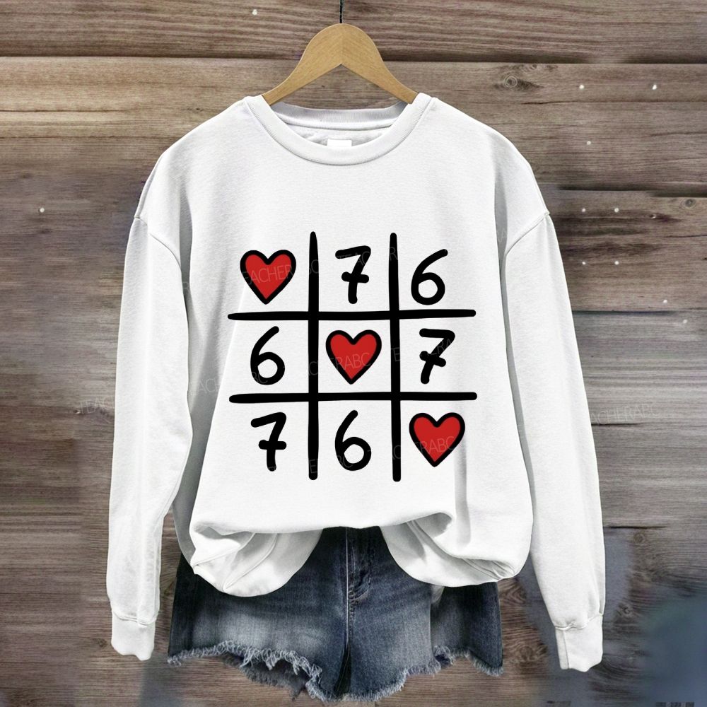 Hearts And The Number Six And Seven Sweatshirt