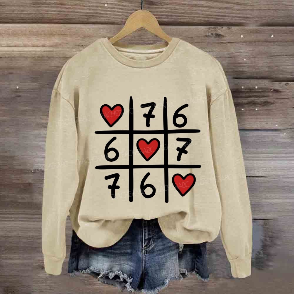 Hearts And The Number Six And Seven Sweatshirt