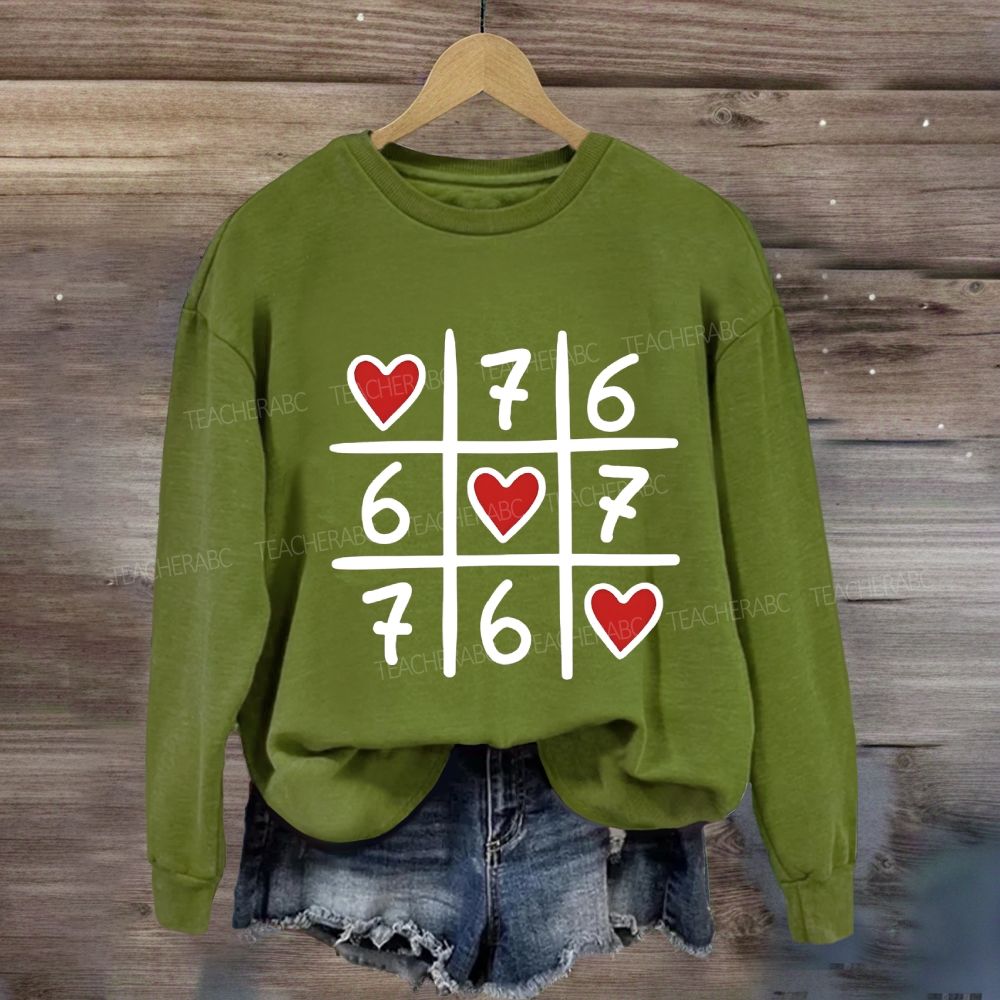 Hearts And The Number Six And Seven Sweatshirt