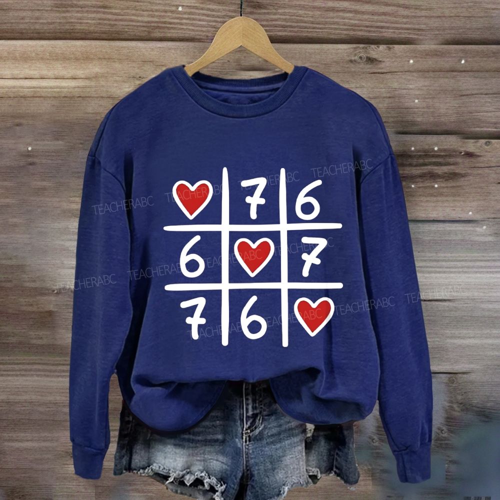 Hearts And The Number Six And Seven Sweatshirt