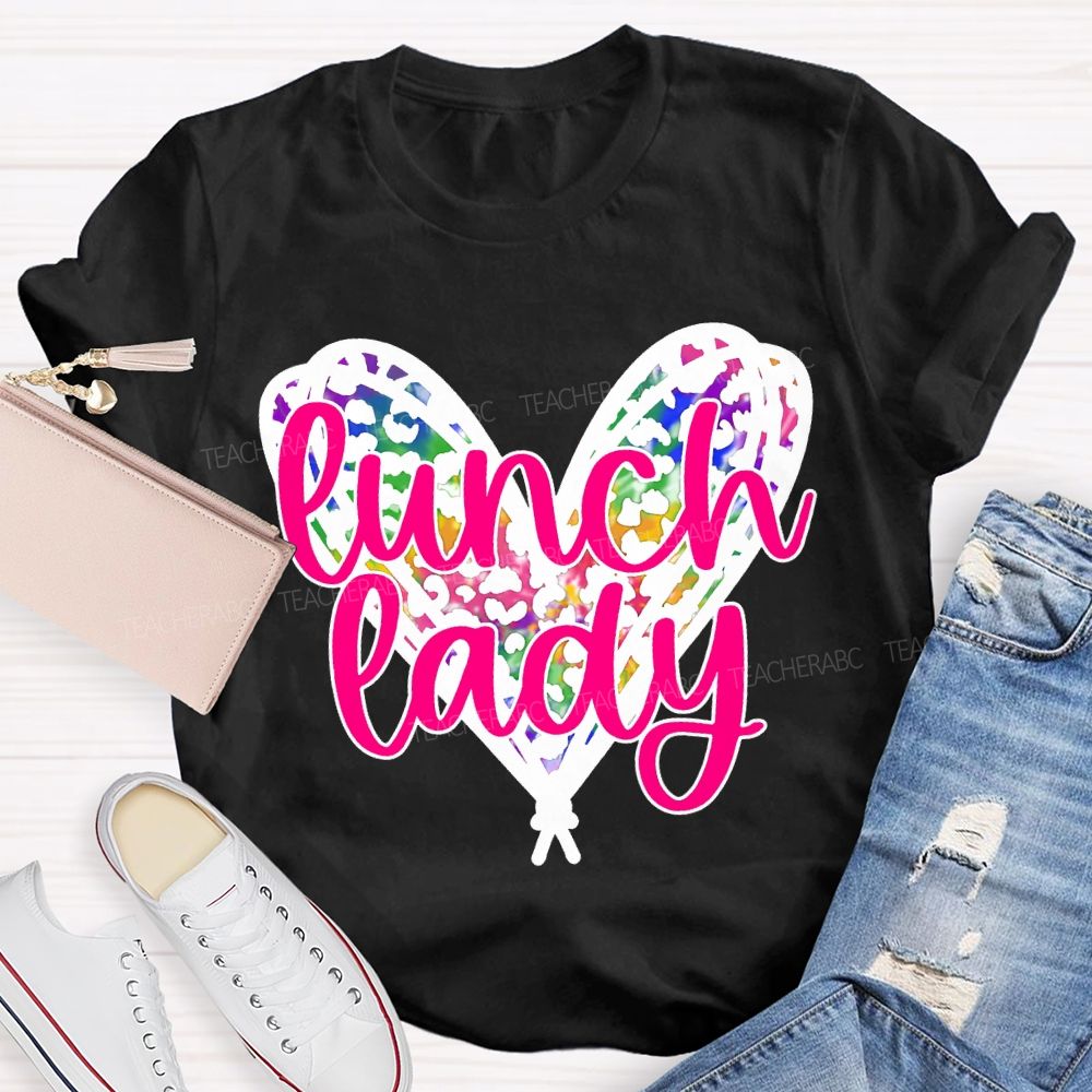 Lunch Lady Colorful Polka Dot Heart Print T-shirt
