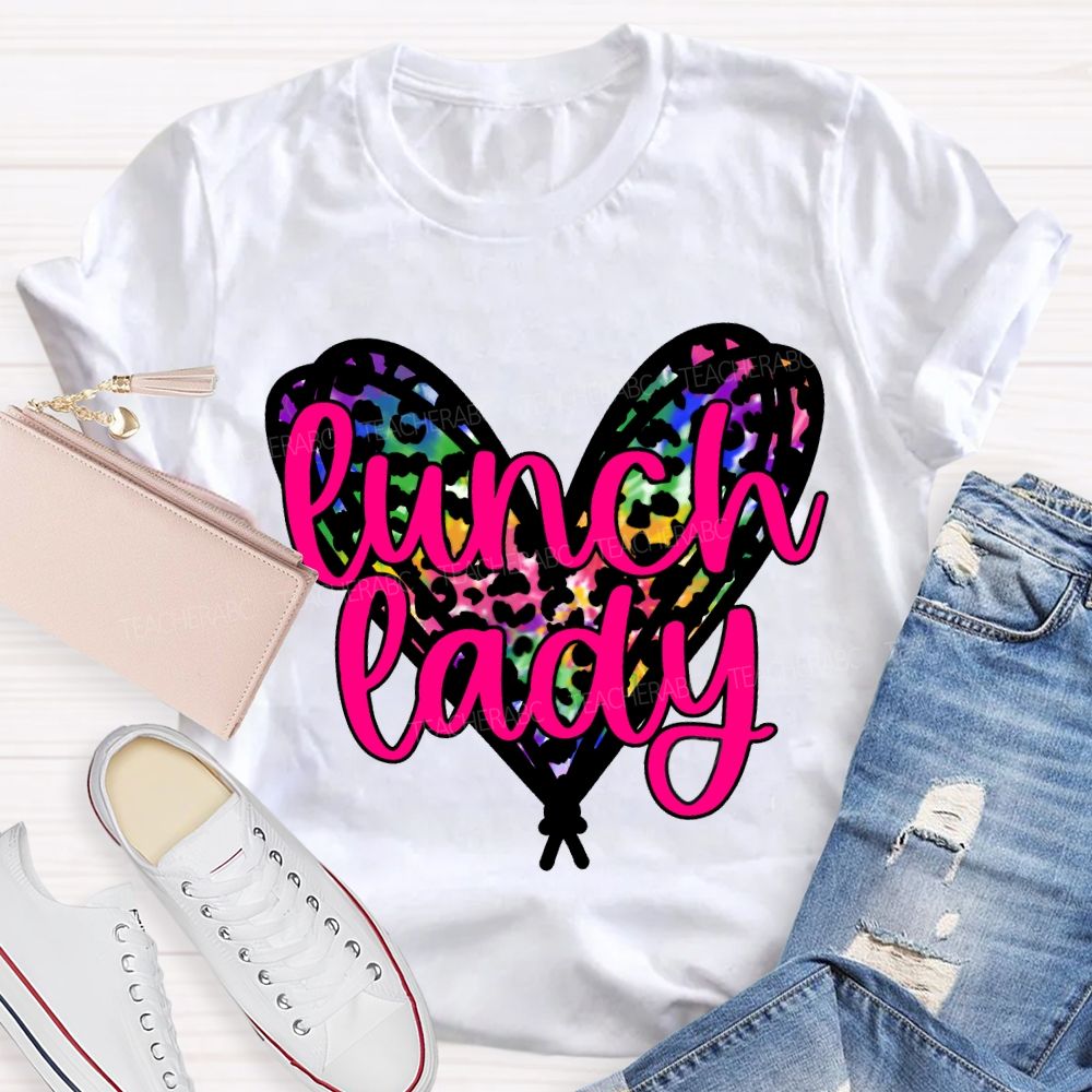 Lunch Lady Colorful Polka Dot Heart Print T-shirt