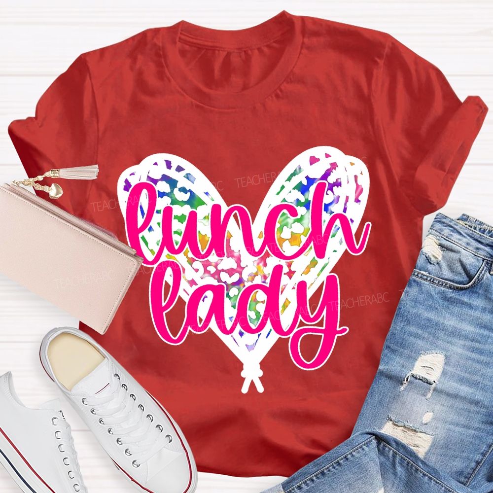 Lunch Lady Colorful Polka Dot Heart Print T-shirt