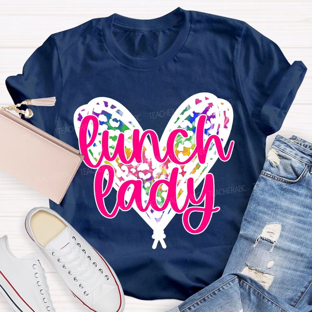 Lunch Lady Colorful Polka Dot Heart Print T-shirt