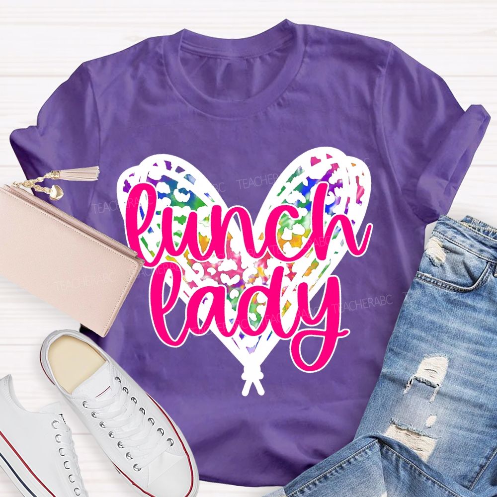 Lunch Lady Colorful Polka Dot Heart Print T-shirt