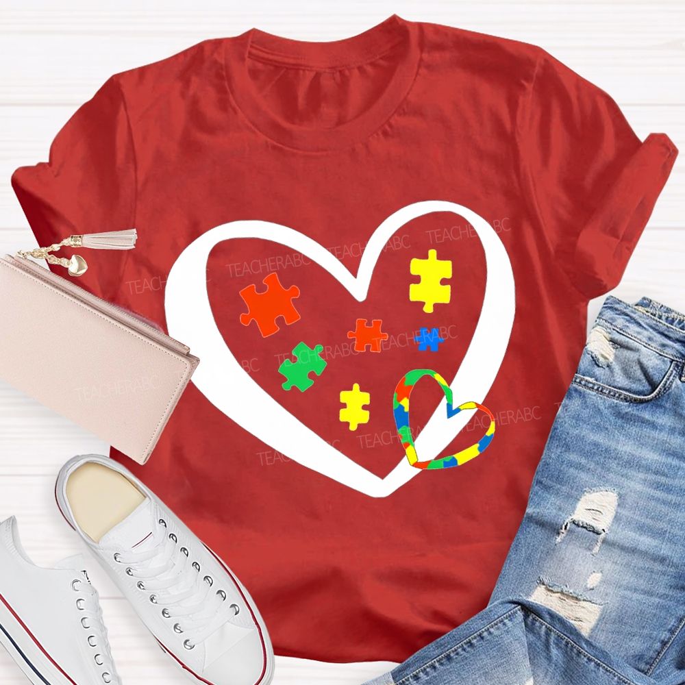 Autism Awareness Heart-Shaped Special Education T-shirt