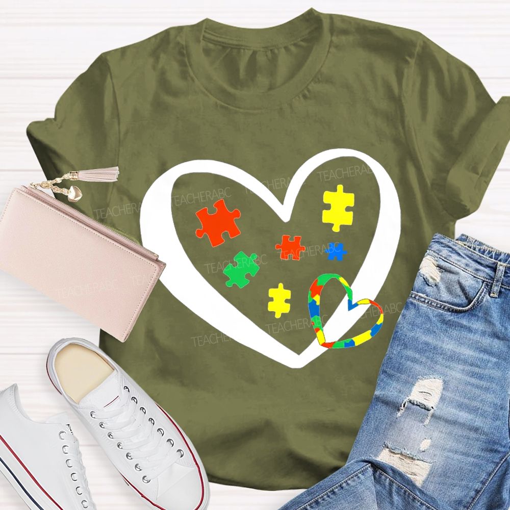 Autism Awareness Heart-Shaped Special Education T-shirt