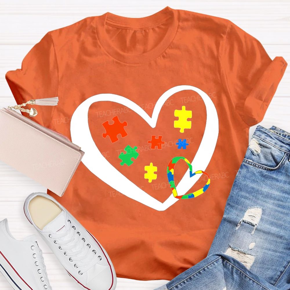 Autism Awareness Heart-Shaped Special Education T-shirt