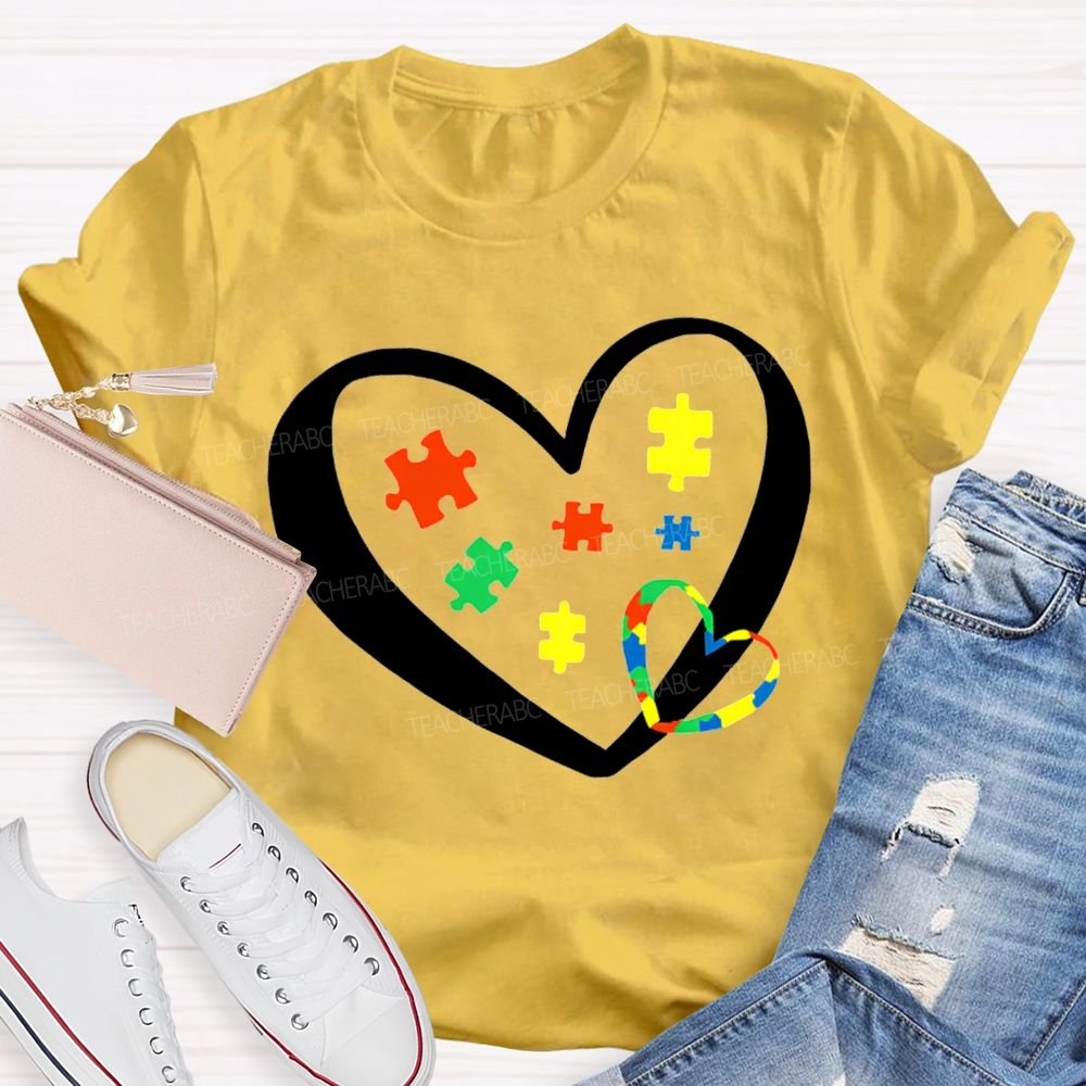 Autism Awareness Heart-Shaped Special Education T-shirt