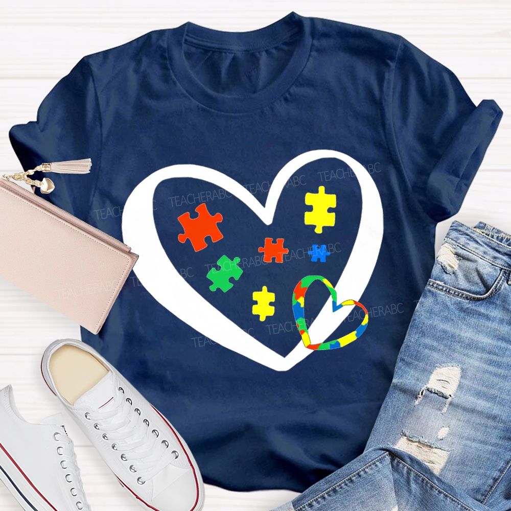 Autism Awareness Heart-Shaped Special Education T-shirt