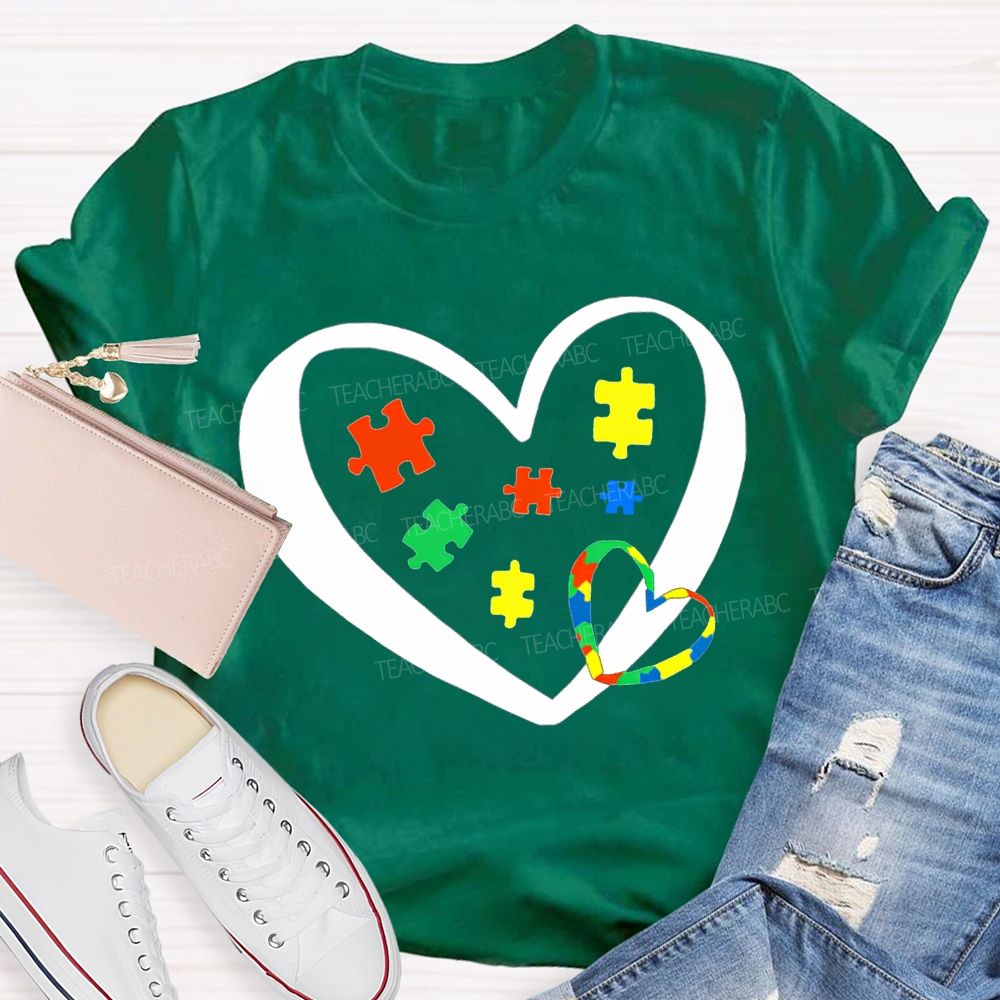 Autism Awareness Heart-Shaped Special Education T-shirt