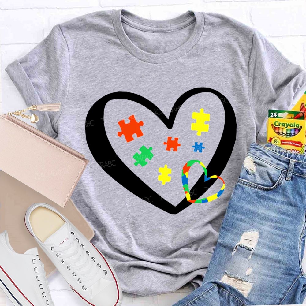 Autism Awareness Heart-Shaped Special Education T-shirt