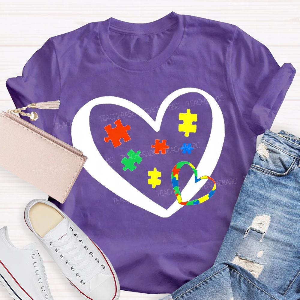 Autism Awareness Heart-Shaped Special Education T-shirt