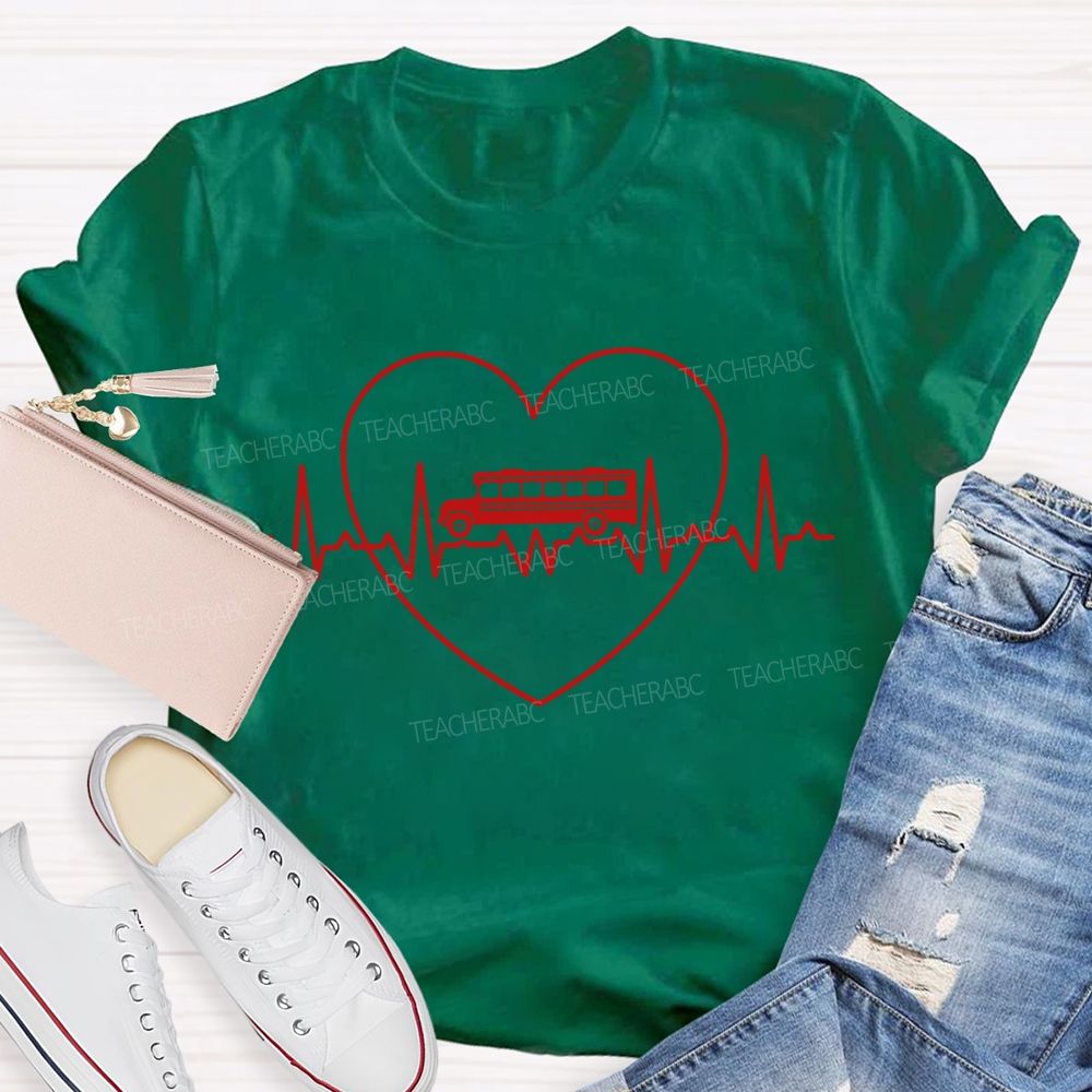 School Bus Driver And Hearts T-shirt