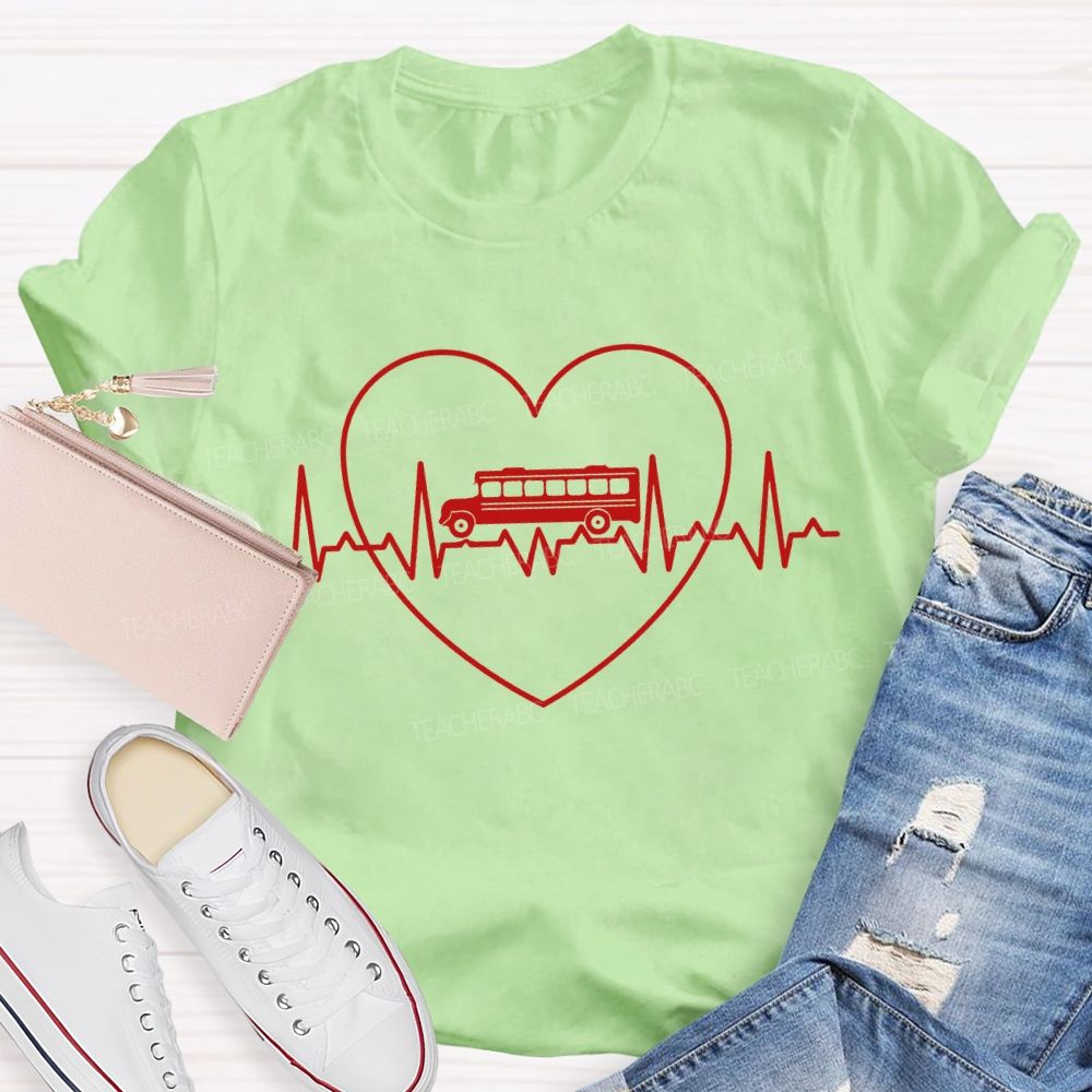 School Bus Driver And Hearts T-shirt