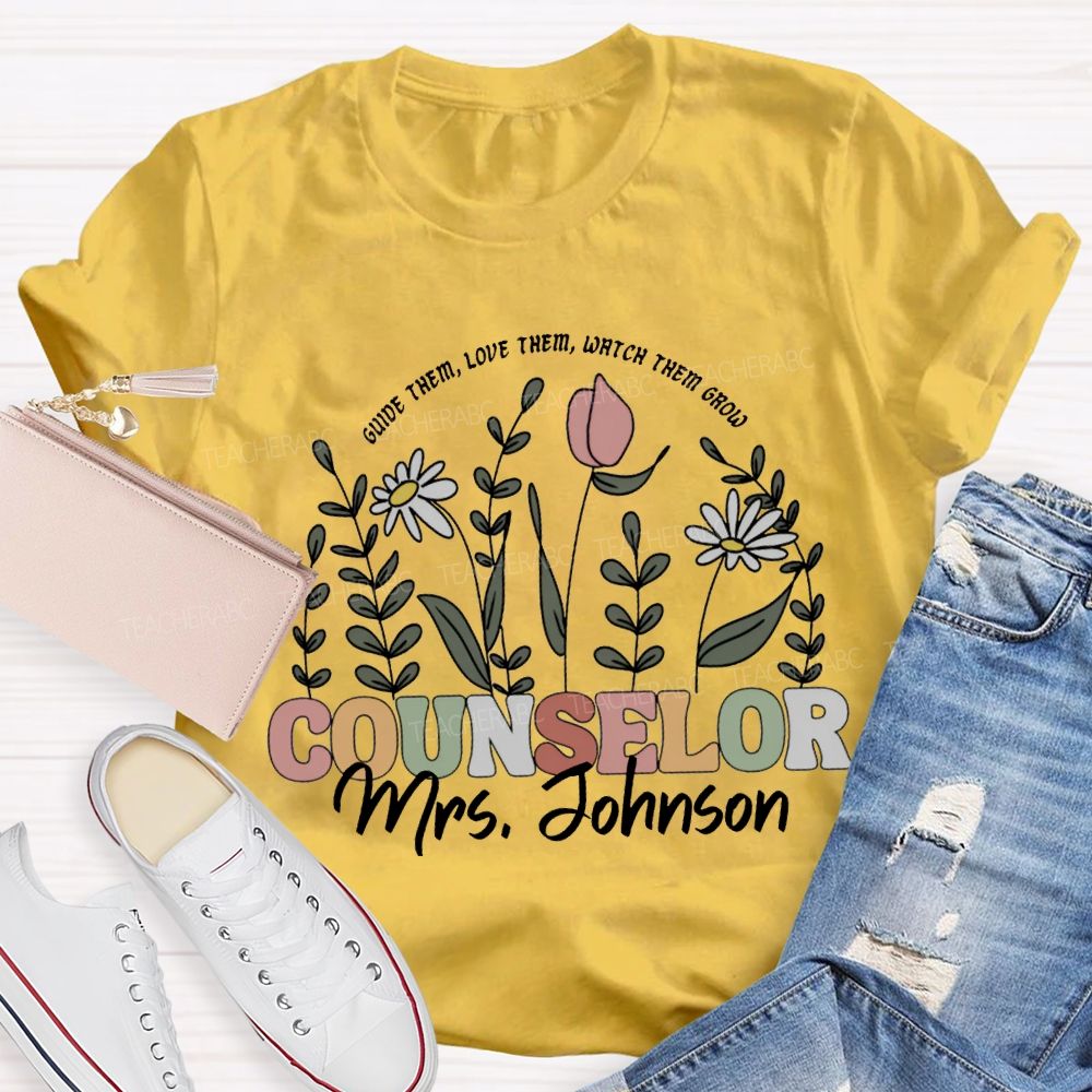 Personalized Name Counselor Guide Them Love Them Watch Them Grow T-shirt