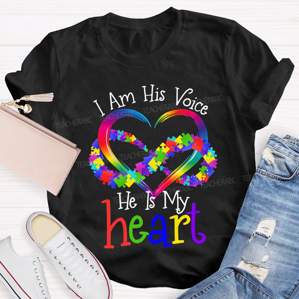 I Am His Voice He Is My Heart Special Education T-shirt