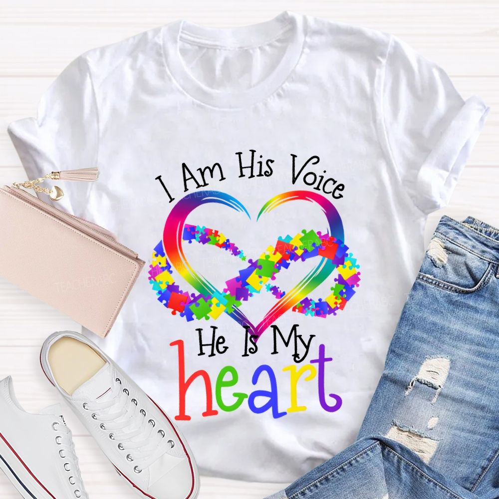 I Am His Voice He Is My Heart Special Education T-shirt