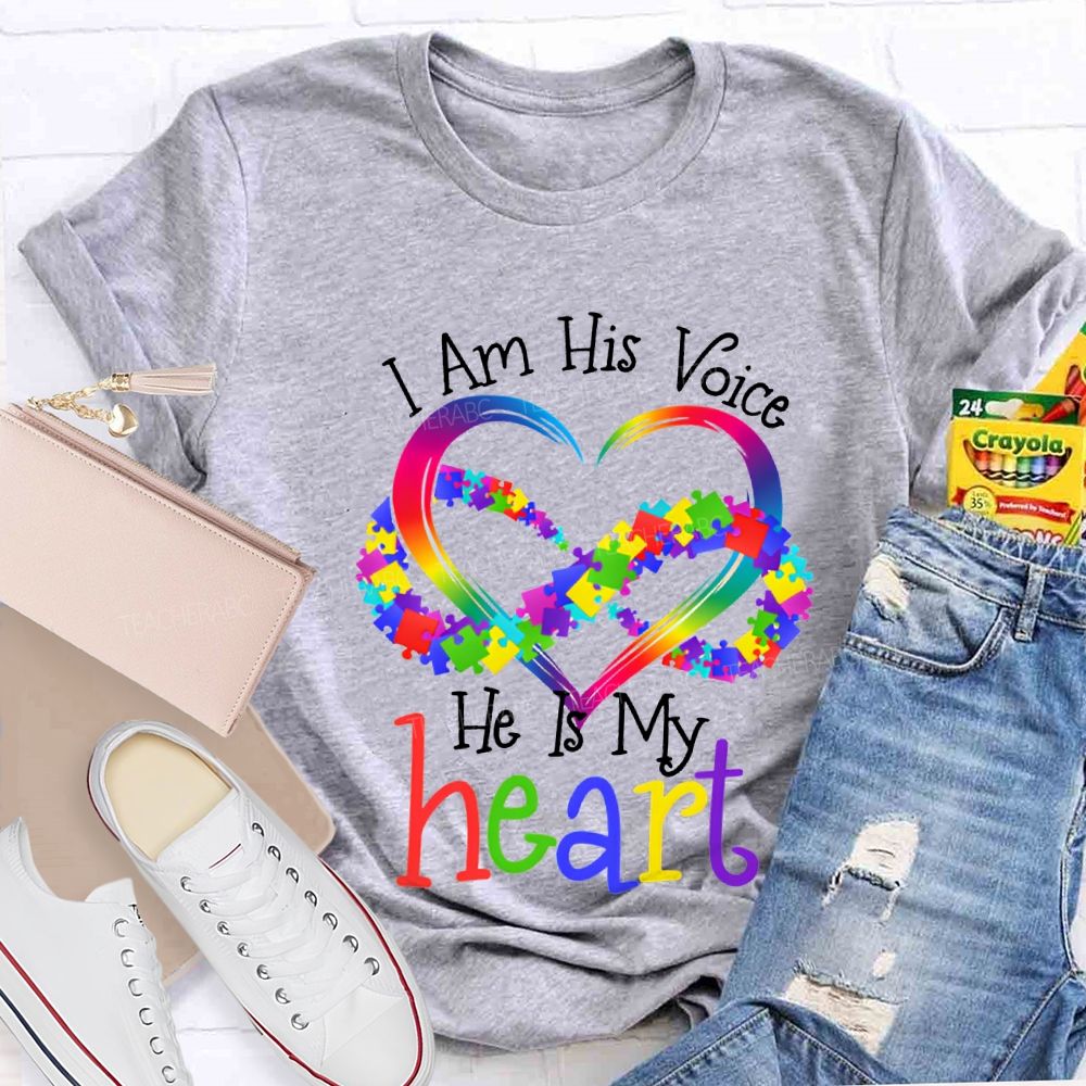 I Am His Voice He Is My Heart Special Education T-shirt
