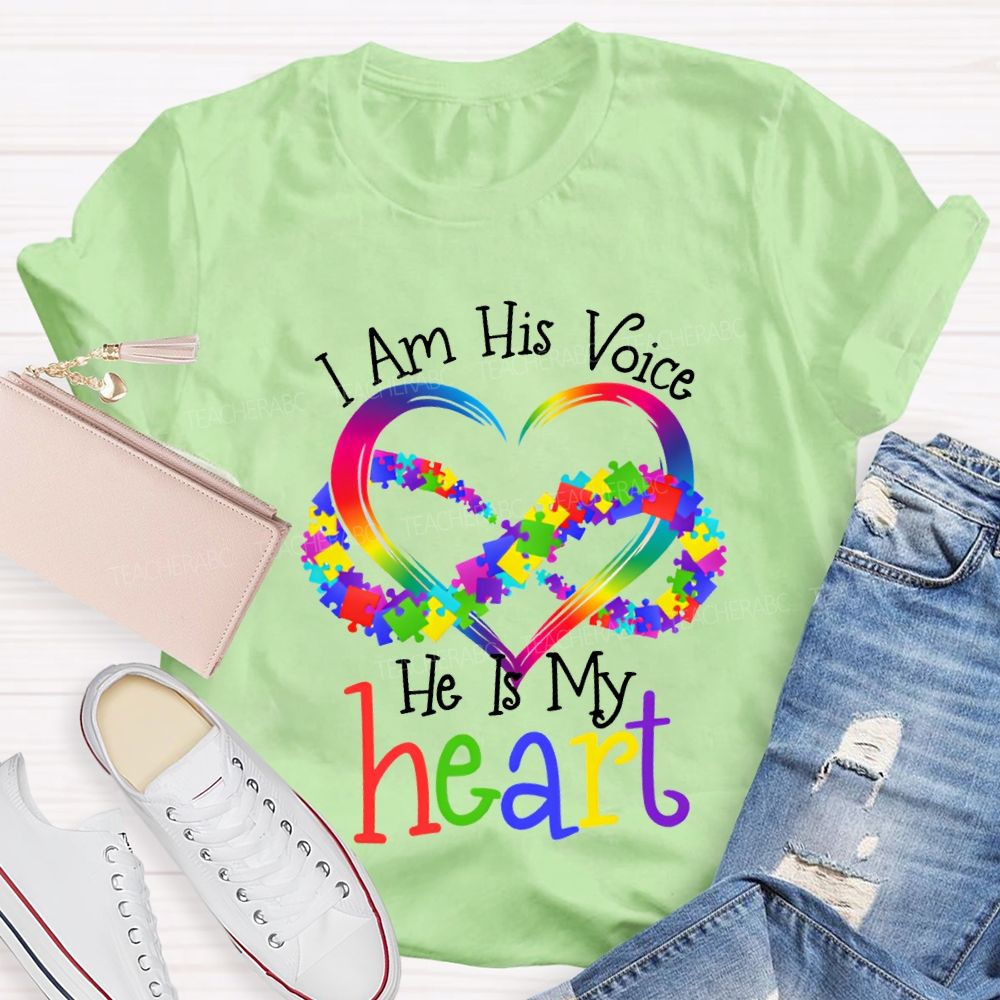 I Am His Voice He Is My Heart Special Education T-shirt