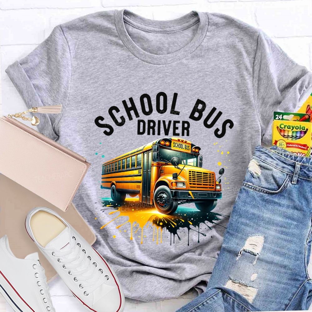School Bus Driver Colorful Tie-Dye Prints T-shirt