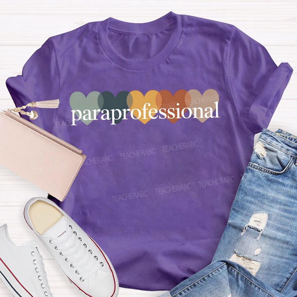 Paraprofessional Colorful Heart Print T-shirt