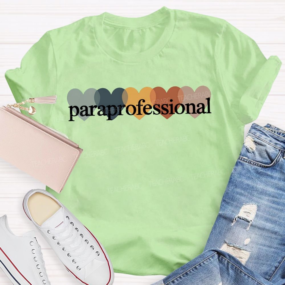 Paraprofessional Colorful Heart Print T-shirt