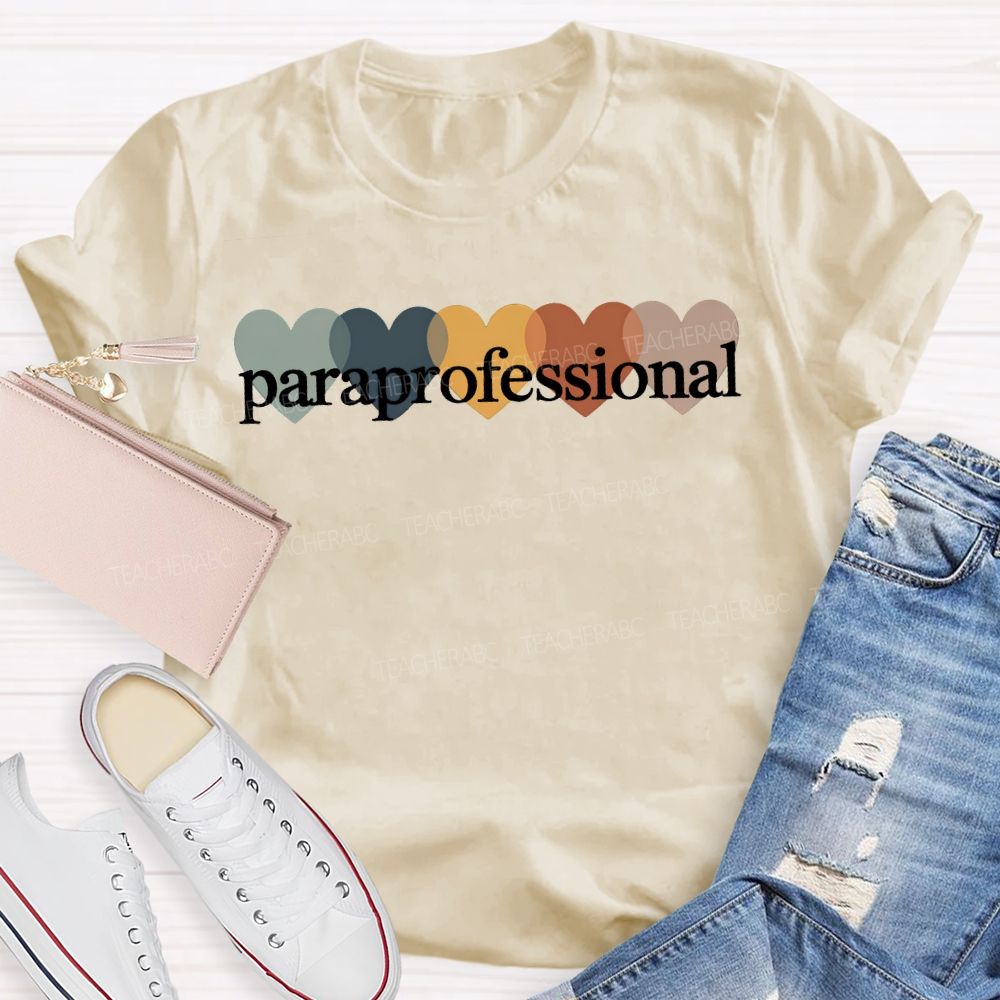 Paraprofessional Colorful Heart Print T-shirt