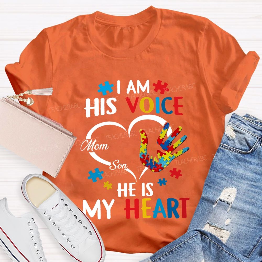 I Am His Voice He Is My Heart Colored Handprints T-shirt