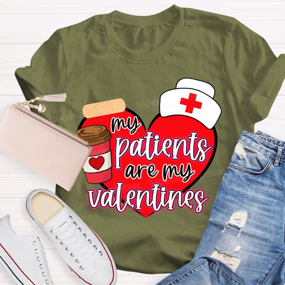 My Patients Are My Valentines Heart Print T-shirt