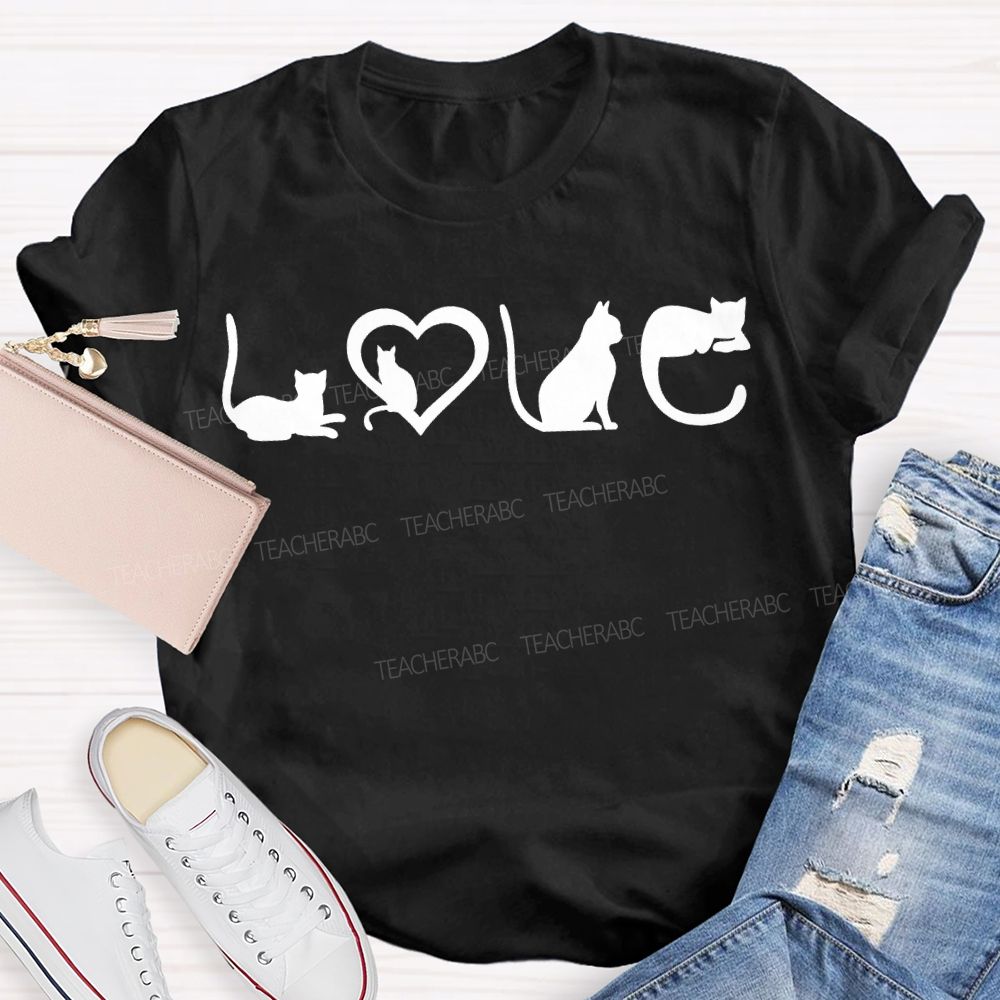 Love Cats Graphic Cat Mom Valentine Gift T-shirt