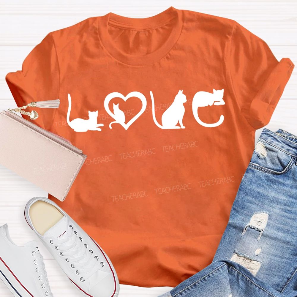 Love Cats Graphic Cat Mom Valentine Gift T-shirt