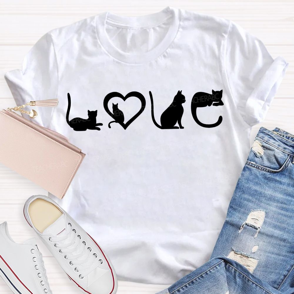 Love Cats Graphic Cat Mom Valentine Gift T-shirt