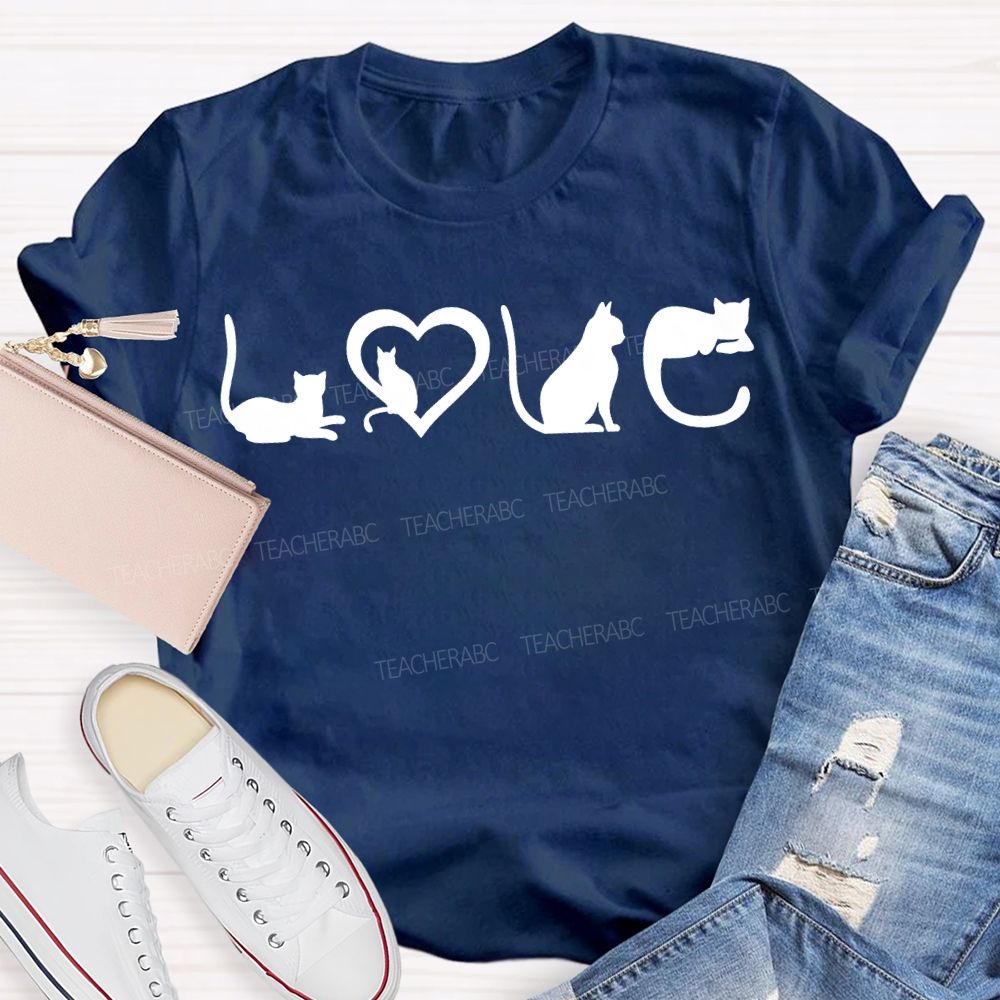 Love Cats Graphic Cat Mom Valentine Gift T-shirt