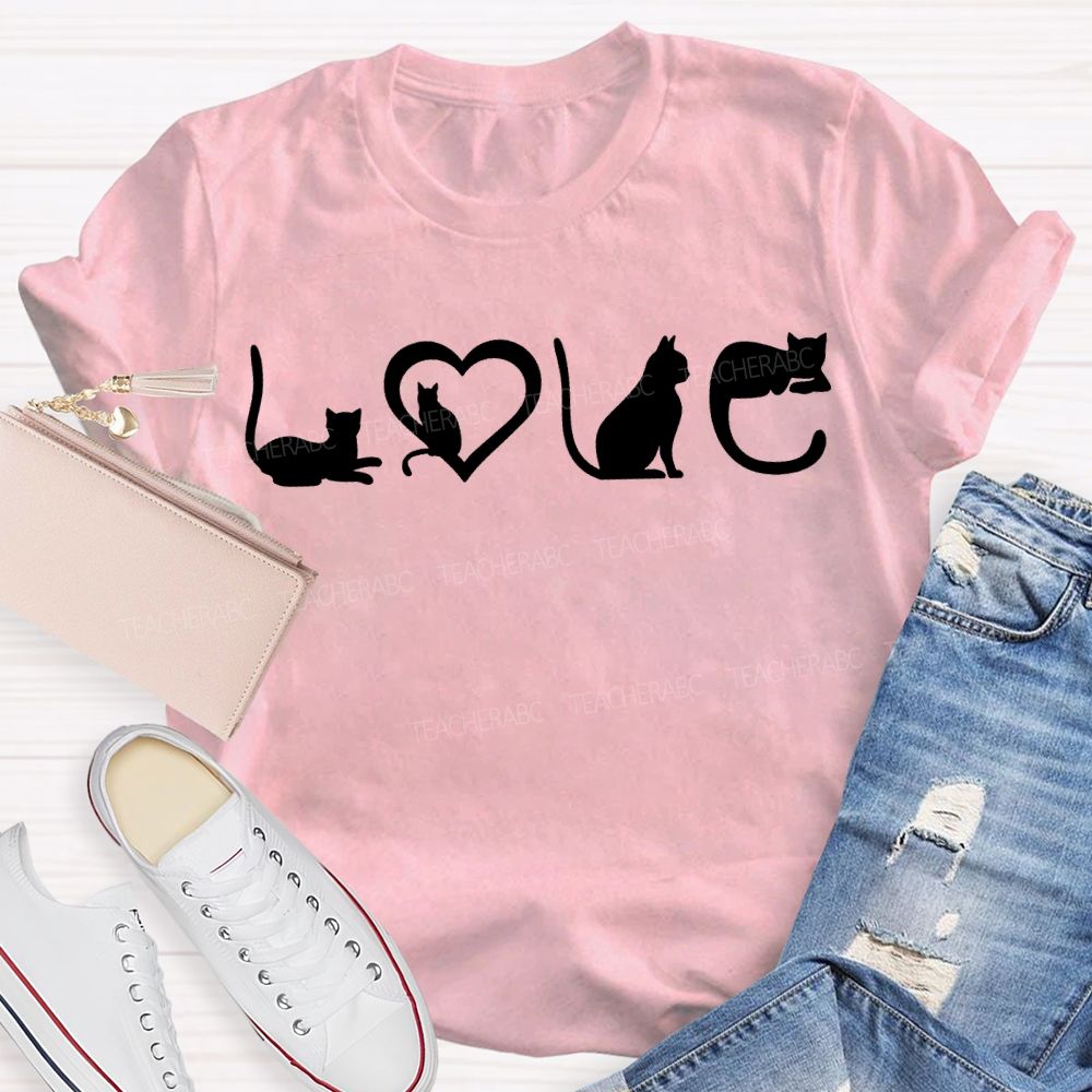Love Cats Graphic Cat Mom Valentine Gift T-shirt