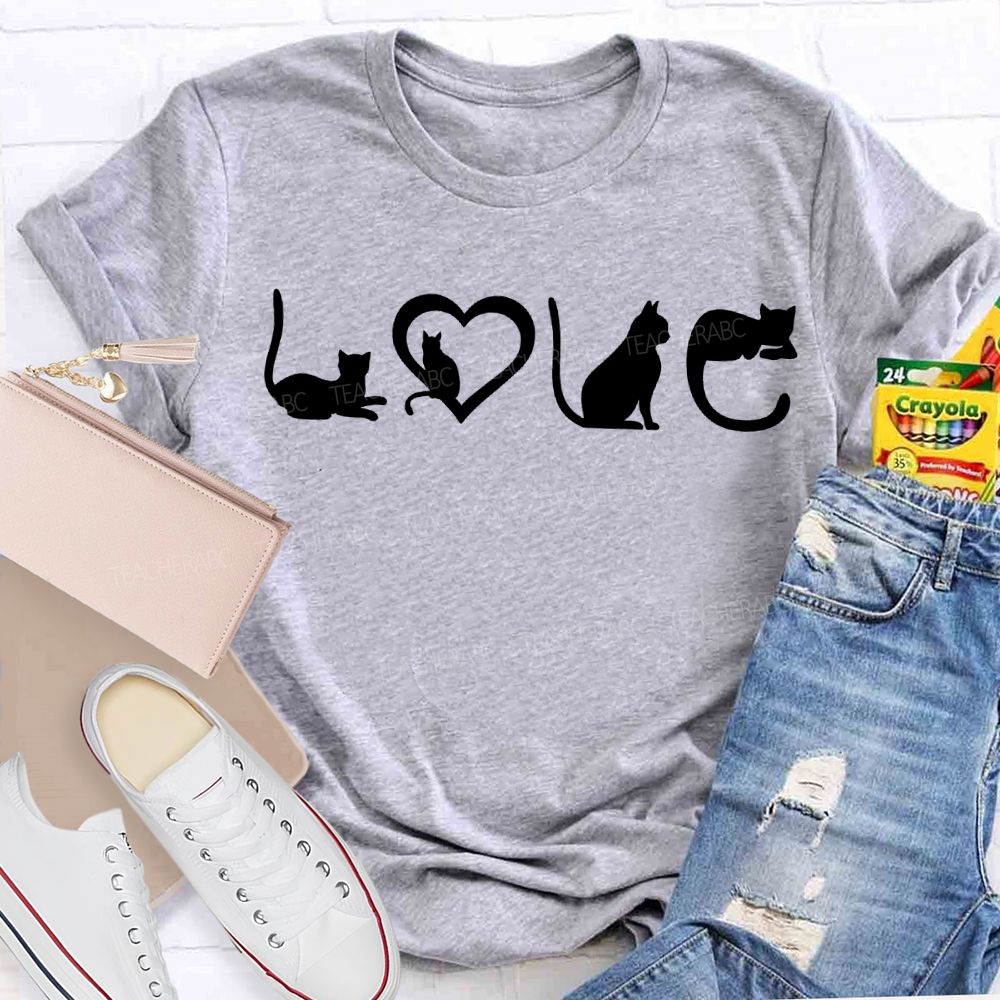 Love Cats Graphic Cat Mom Valentine Gift T-shirt