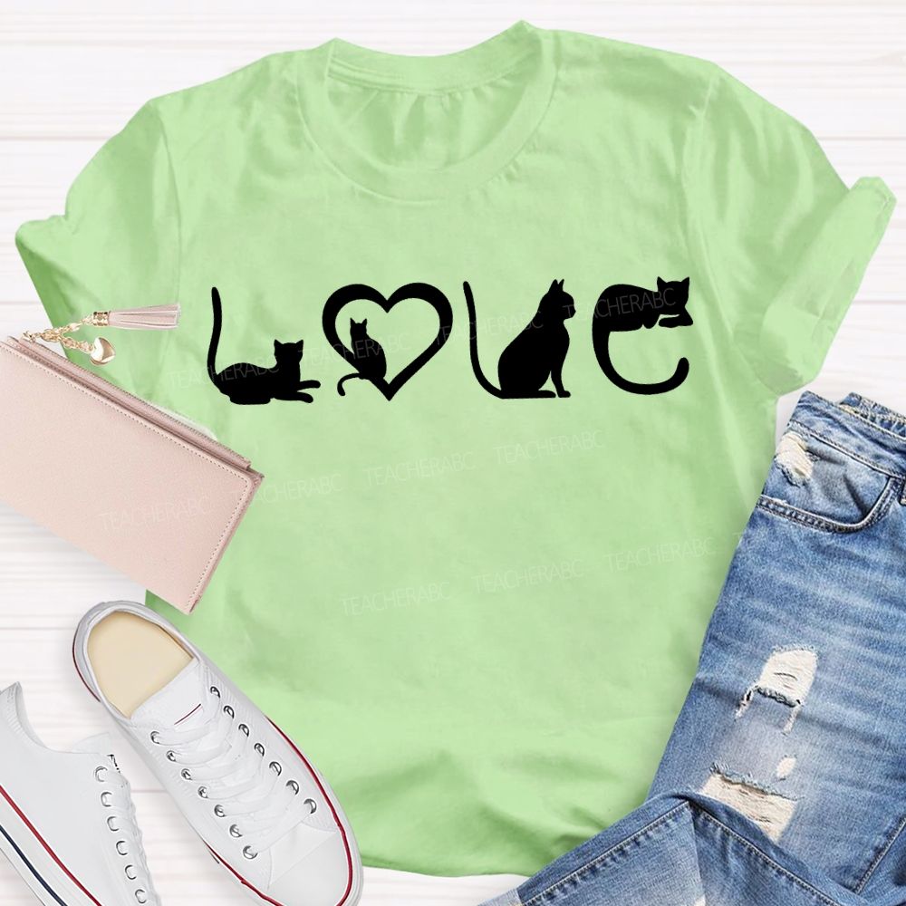 Love Cats Graphic Cat Mom Valentine Gift T-shirt