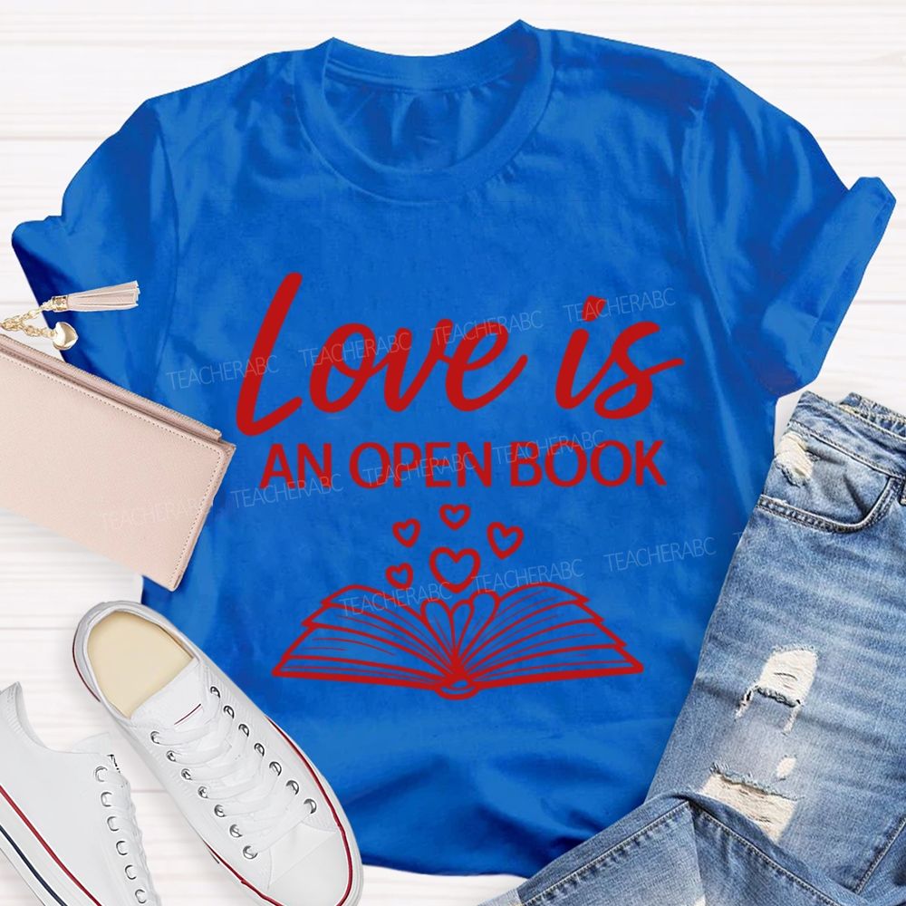 Love Is An Open Book Peach Heart Books T-shirt