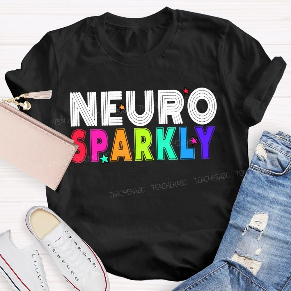 Neuro Sparkly Colored Fonts And Stars T-shirt